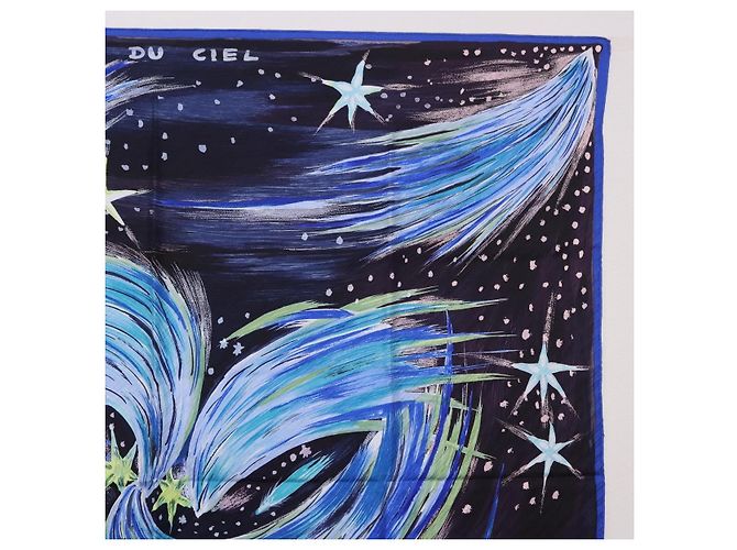 Hermès HERMES Carre 90 Scarf  FEUX DU CIEL  Silk Blue - vista 4