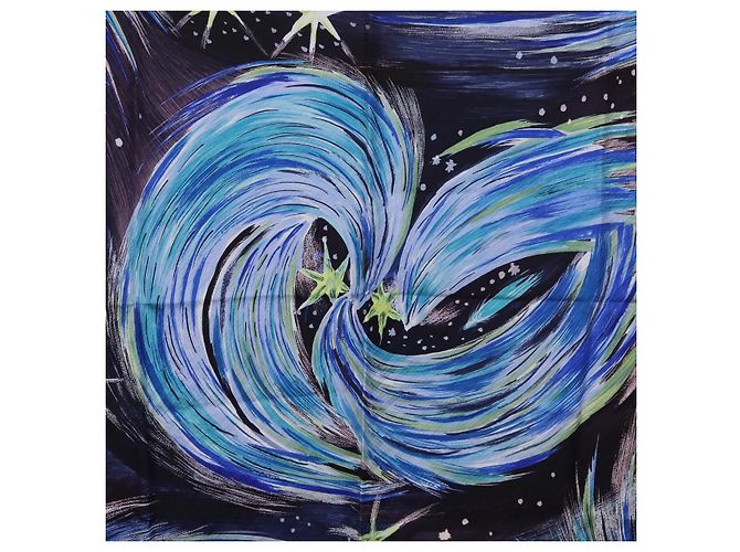Hermès HERMES Carre 90 Scarf  FEUX DU CIEL  Silk Blue - vista 6
