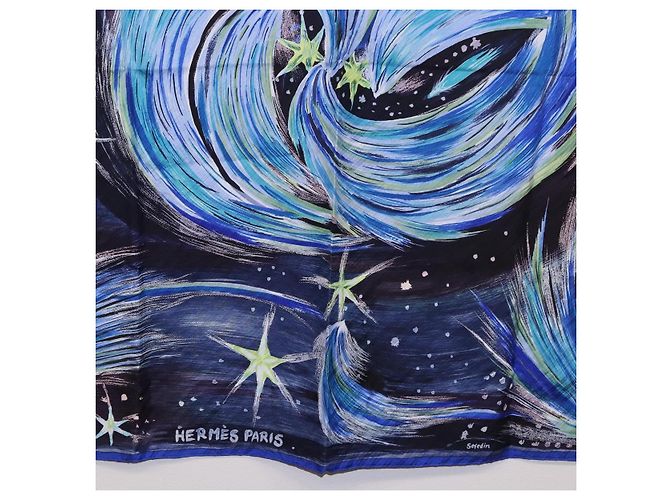 Hermès HERMES Carre 90 Scarf  FEUX DU CIEL  Silk Blue - vista 9