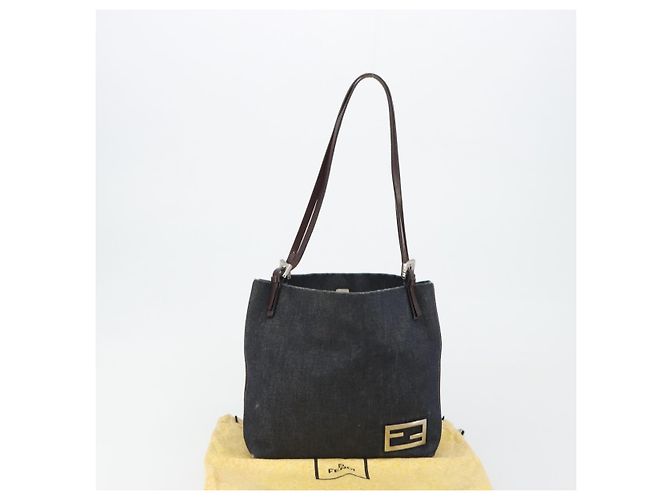 FENDI Tote Bag Denim Blue Silver - vista 12