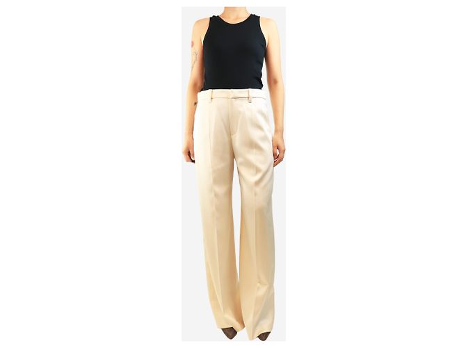 Brunello Cucinelli Satinhose in Creme - size UK 10 Roh - Ansicht 2