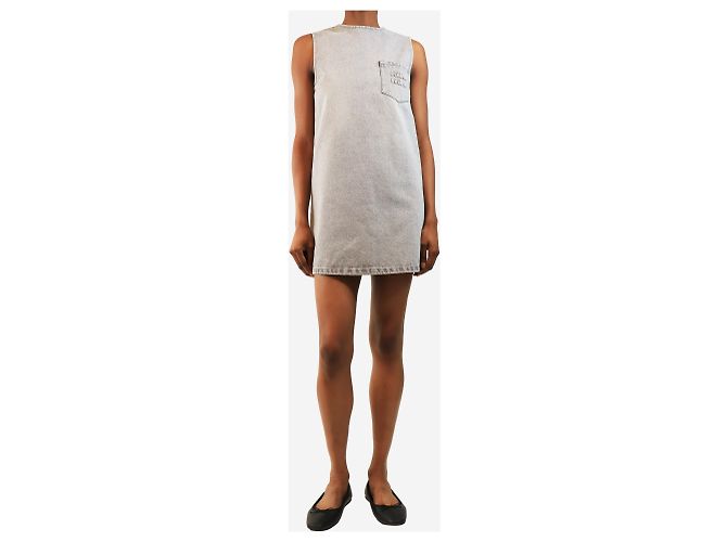 Miu Miu Vestido mini em denim cinza - size UK 4 - vista 3