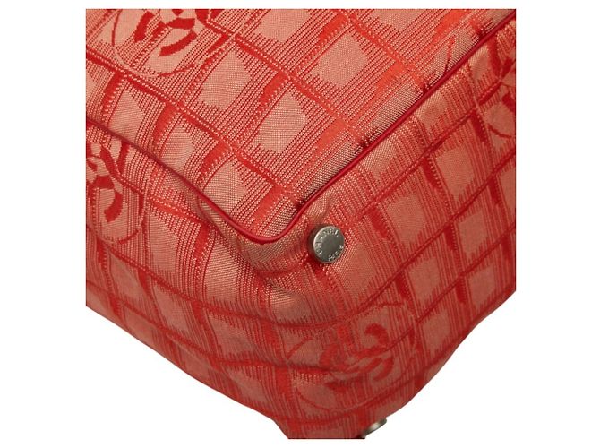 Borsa Tote Chanel Coco Mark New Travel Line MM Rosso - vista 7