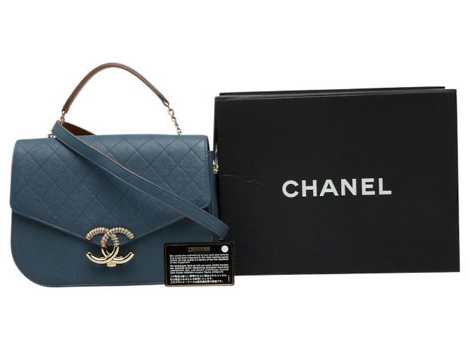 Borsa Chanel Matelassé Half Coco Blu - vista 12