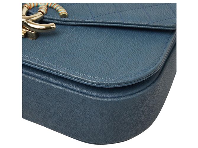 Borsa Chanel Matelassé Half Coco Blu - vista 4