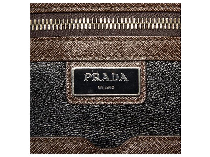 Borsetta Prada in pelle Saffiano marrone - vista 13
