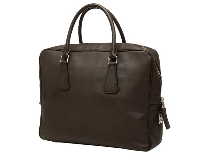 Borsetta Prada in pelle Saffiano marrone - vista 2