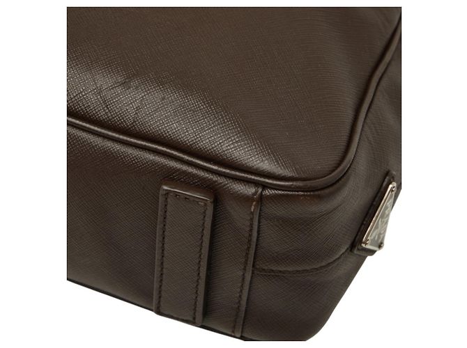 Borsetta Prada in pelle Saffiano marrone - vista 4