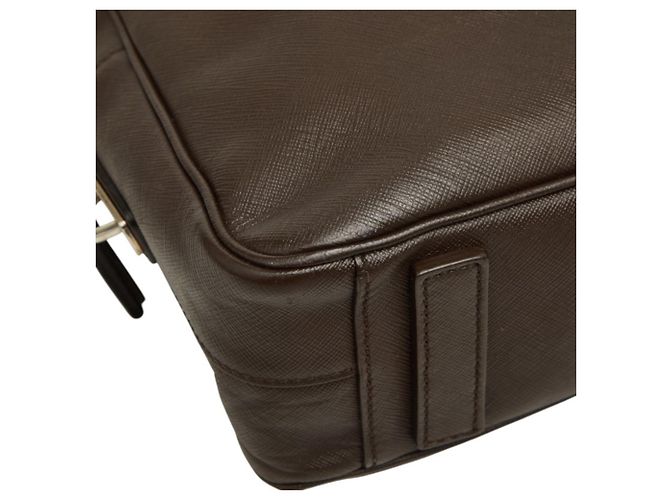 Borsetta Prada in pelle Saffiano marrone - vista 5