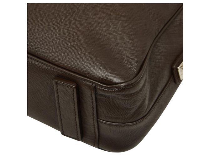 Borsetta Prada in pelle Saffiano marrone - vista 6