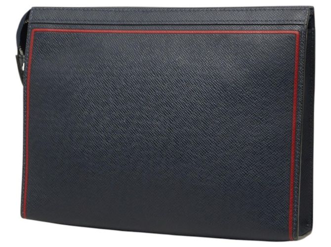 Louis Vuitton Taiga Pochette Voyage Clutch Bag Blu navy - vista 2