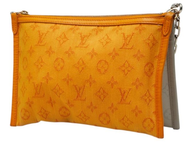Borsa Messenger Piatta Monogram Louis Vuitton Arancione Grigio Monogramma - vista 2
