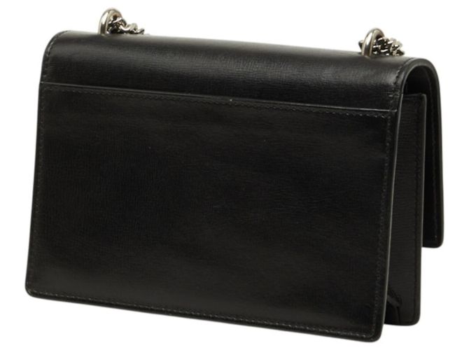 Borsa a tracolla Saint Laurent Cassandra Sunset con logo YSL e catena Nero - vista 2