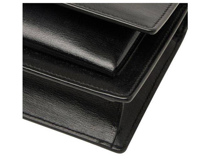 Borsa a tracolla Saint Laurent Cassandra Sunset con logo YSL e catena Nero - vista 4