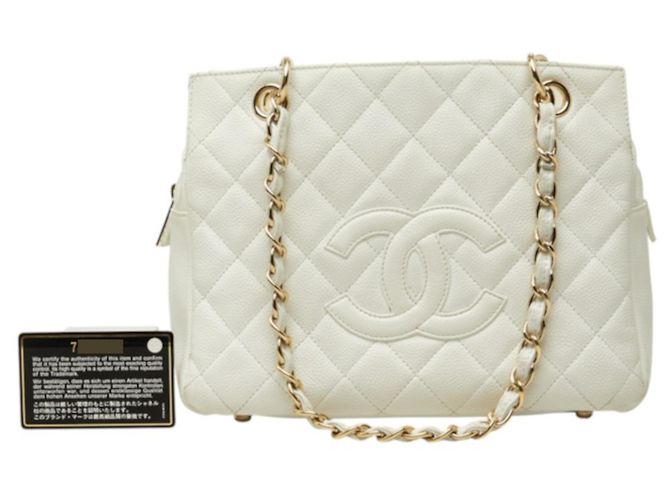 Borsa a tracolla con catena Chanel Coco Mark Petite Timeless Tote Bianco - vista 15