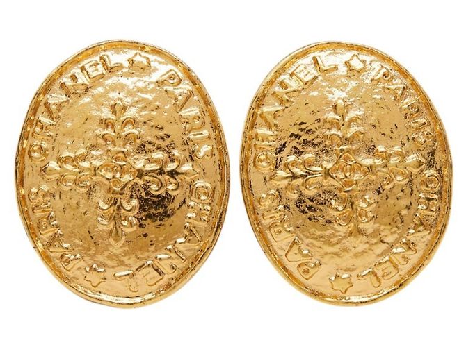 Orecchini Chanel Vintage Logo D'oro - vista 2