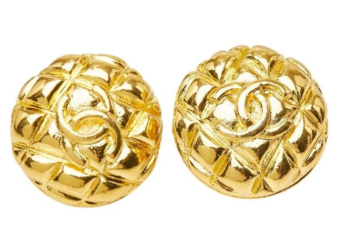 Orecchini Chanel Vintage Matelassé Coco Mark D'oro - vista 2