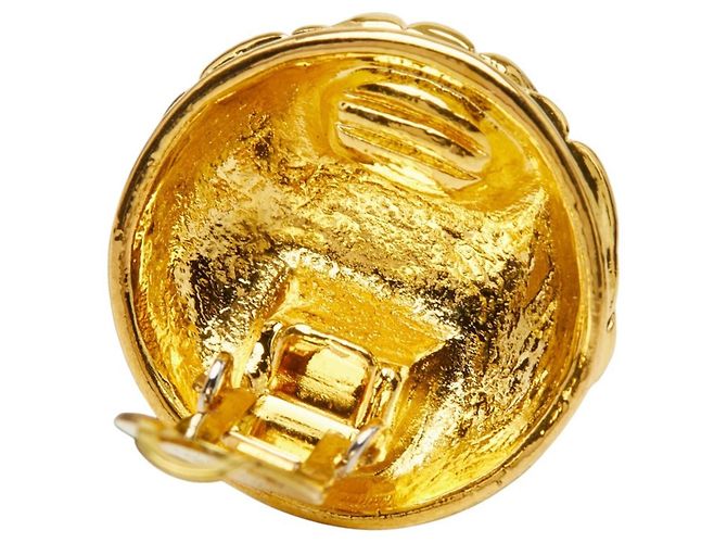 Orecchini Chanel Vintage Matelassé Coco Mark D'oro - vista 4