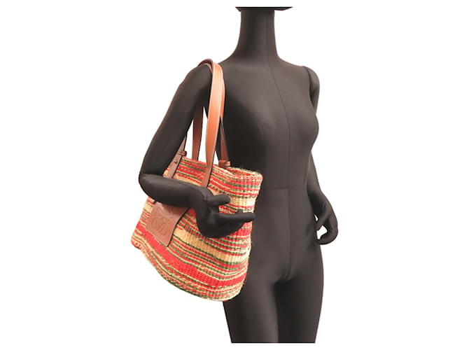 Borsa a tracolla in vimini Loewe Marrone Verde Arancione - vista 8
