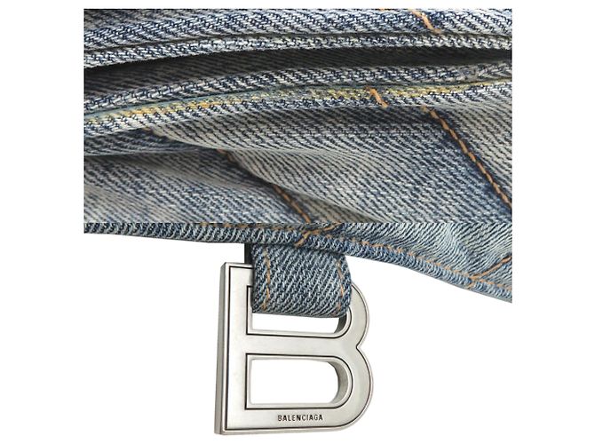 Borsa a tracolla Balenciaga Crushed Chain Blu - vista 10