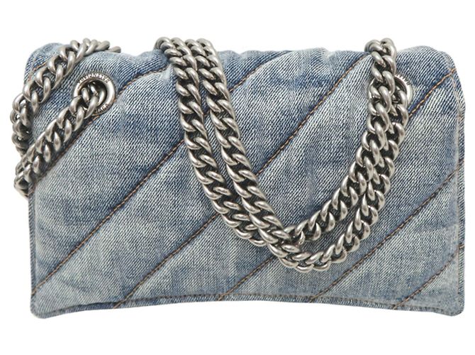 Borsa a tracolla Balenciaga Crushed Chain Blu - vista 2