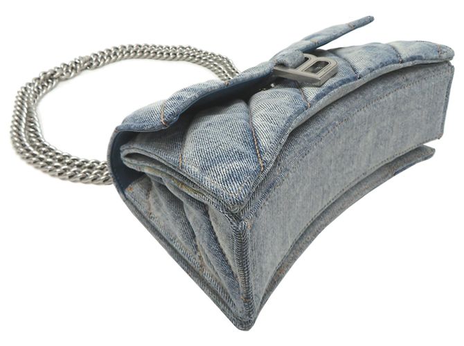 Borsa a tracolla Balenciaga Crushed Chain Blu - vista 3