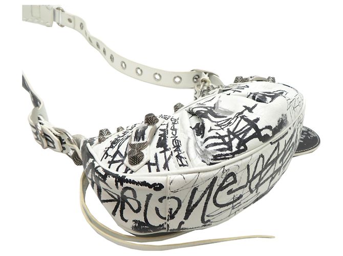 Borsa a tracolla Balenciaga Cagol XS da donna Nero Bianco - vista 3