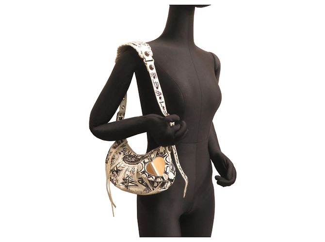 Borsa a tracolla Balenciaga Cagol XS da donna Nero Bianco - vista 8
