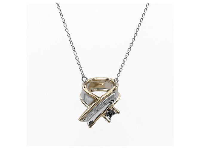 Tiffany & Co Tiffany Cross Ribbon Kombinationshalskette Silber Golden - Ansicht 3