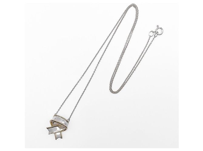 Tiffany & Co Tiffany Cross Ribbon Kombinationshalskette Silber Golden - Ansicht 4