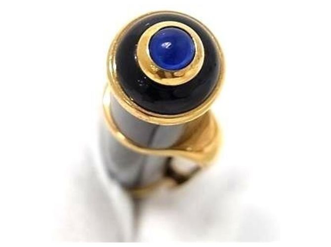 Stylo bille Cartier Diabolo Noir Bleu Doré - vue 4
