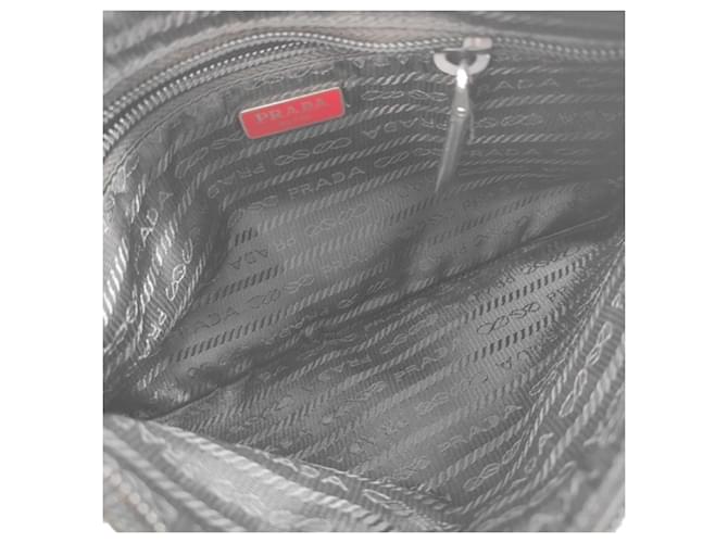 Borsa a pochette Prada Triangle 1NI545 Nero Bianco - vista 7