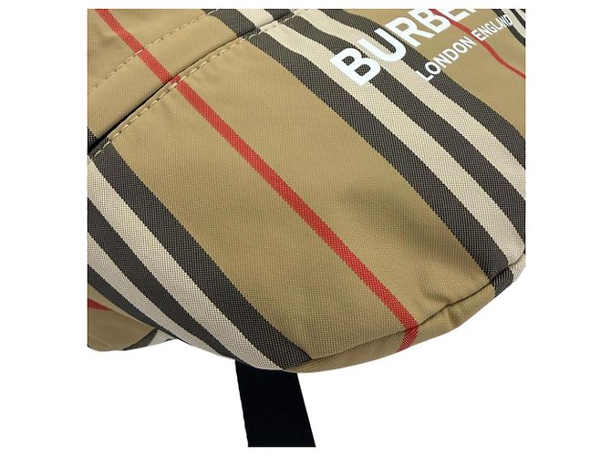 Zaino convertibile Burberry in nylon beige House Check - vista 10