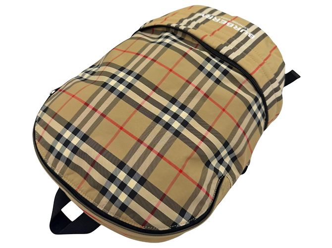 Zaino convertibile Burberry in nylon beige House Check - vista 11