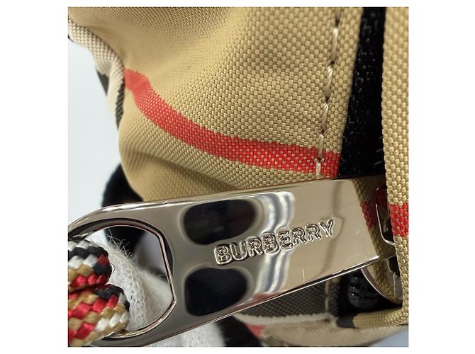 Zaino convertibile Burberry in nylon beige House Check - vista 12