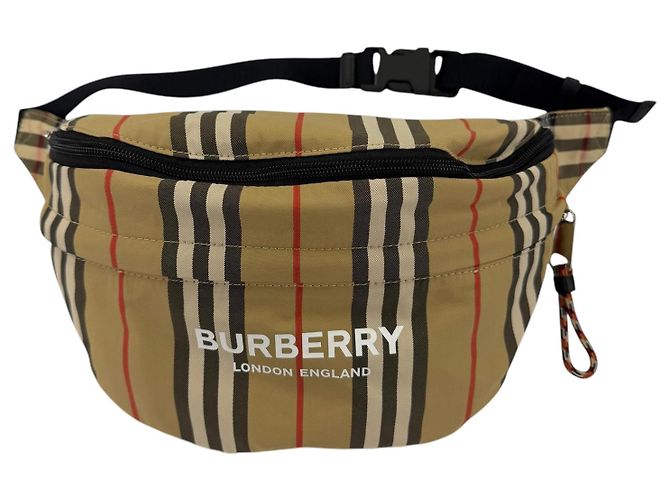 Zaino convertibile Burberry in nylon beige House Check - vista 13