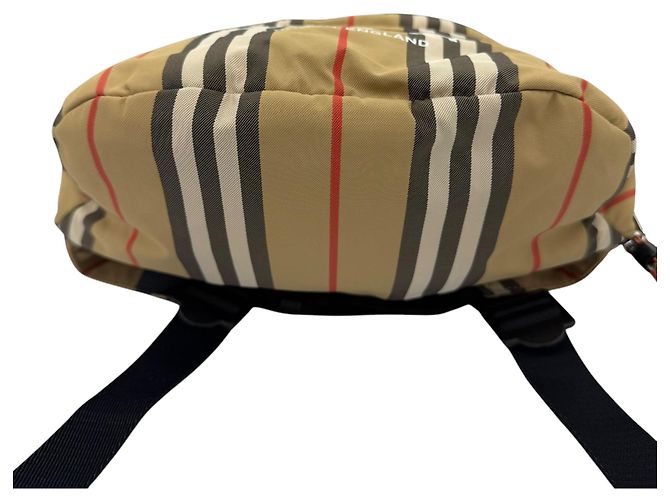 Zaino convertibile Burberry in nylon beige House Check - vista 3