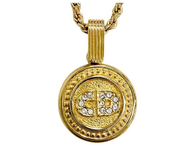 Collana Dior Gold Plated Strass CD Logo Pendant D'oro - vista 2