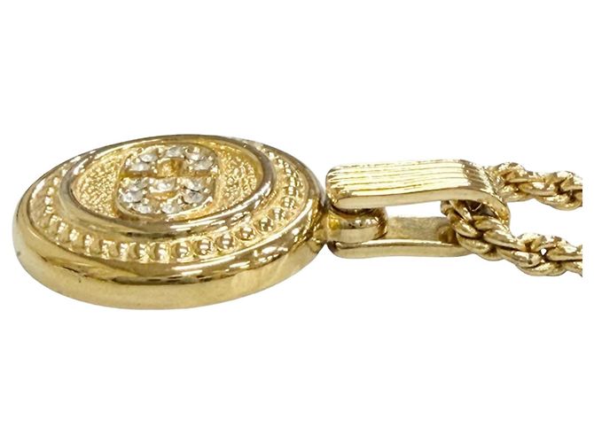 Collana Dior Gold Plated Strass CD Logo Pendant D'oro - vista 7