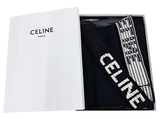 Céline Celine Borsa a tracolla in cotone crochet nero - vista 13