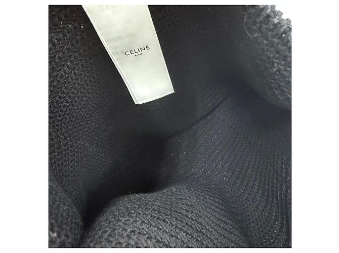 Céline Celine Borsa a tracolla in cotone crochet nero - vista 4