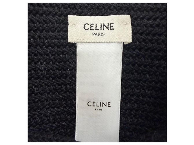 Céline Celine Borsa a tracolla in cotone crochet nero - vista 5