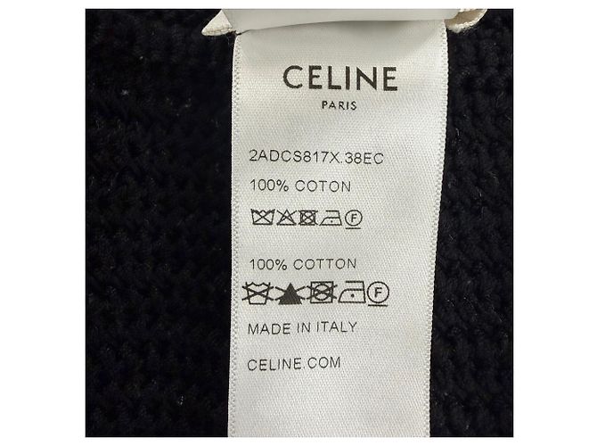 Céline Celine Borsa a tracolla in cotone crochet nero - vista 6