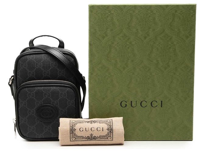Borsa Satchel Gucci Mini GG Supreme Interlocking G Nera Nero - vista 7