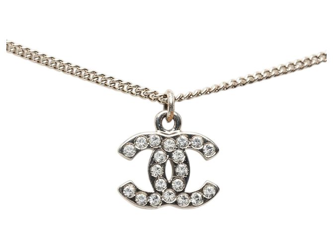 Collana con pendente Chanel Silver CC in ottone e strass Argento - vista 2