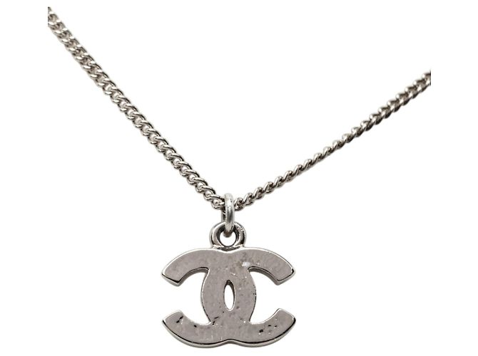 Collana con pendente Chanel Silver CC in ottone e strass Argento - vista 3