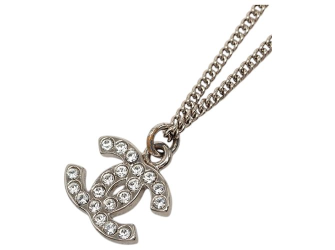 Collana con pendente Chanel Silver CC in ottone e strass Argento - vista 4