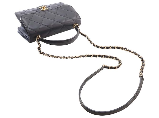 Chanel Mini Quilted Lambskin Top Handle Flap Nero - vista 14