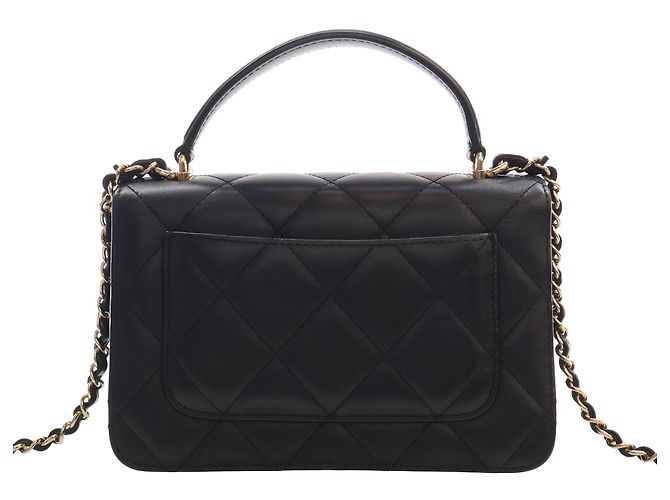 Chanel Mini Quilted Lambskin Top Handle Flap Nero - vista 2