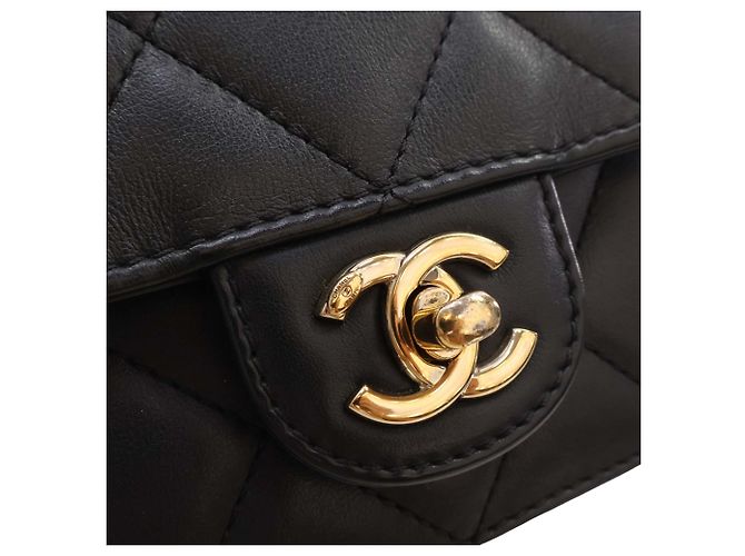Chanel Mini Quilted Lambskin Top Handle Flap Nero - vista 4